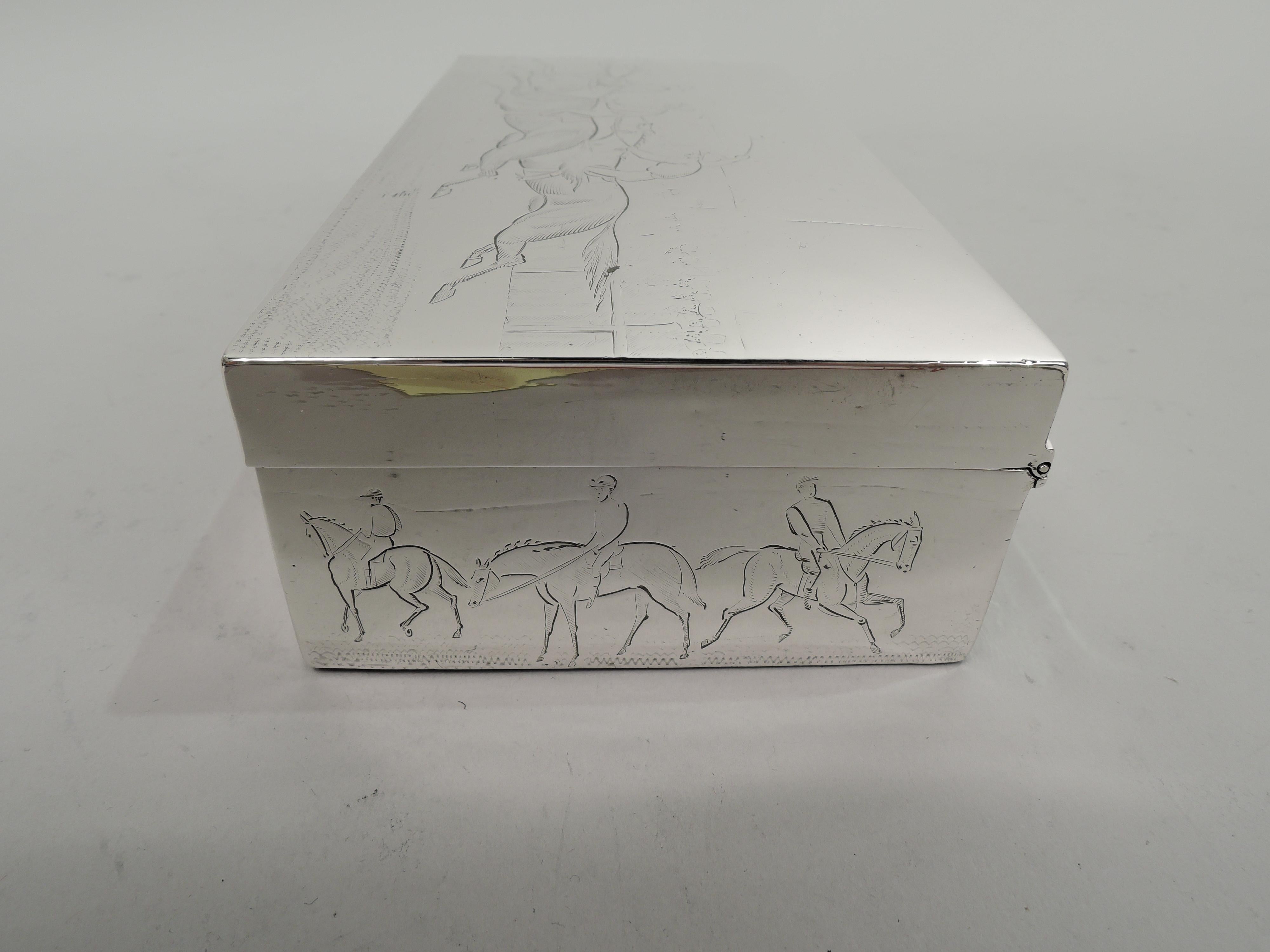 Antique English Victorian Sterling Silver Horse Race Box 2
