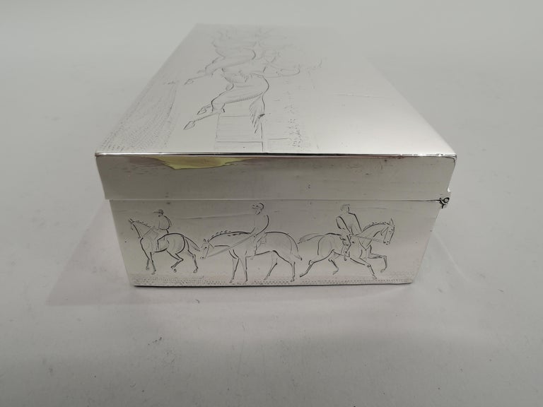 Antique English Victorian Sterling Silver Horse Race Box For Sale 2