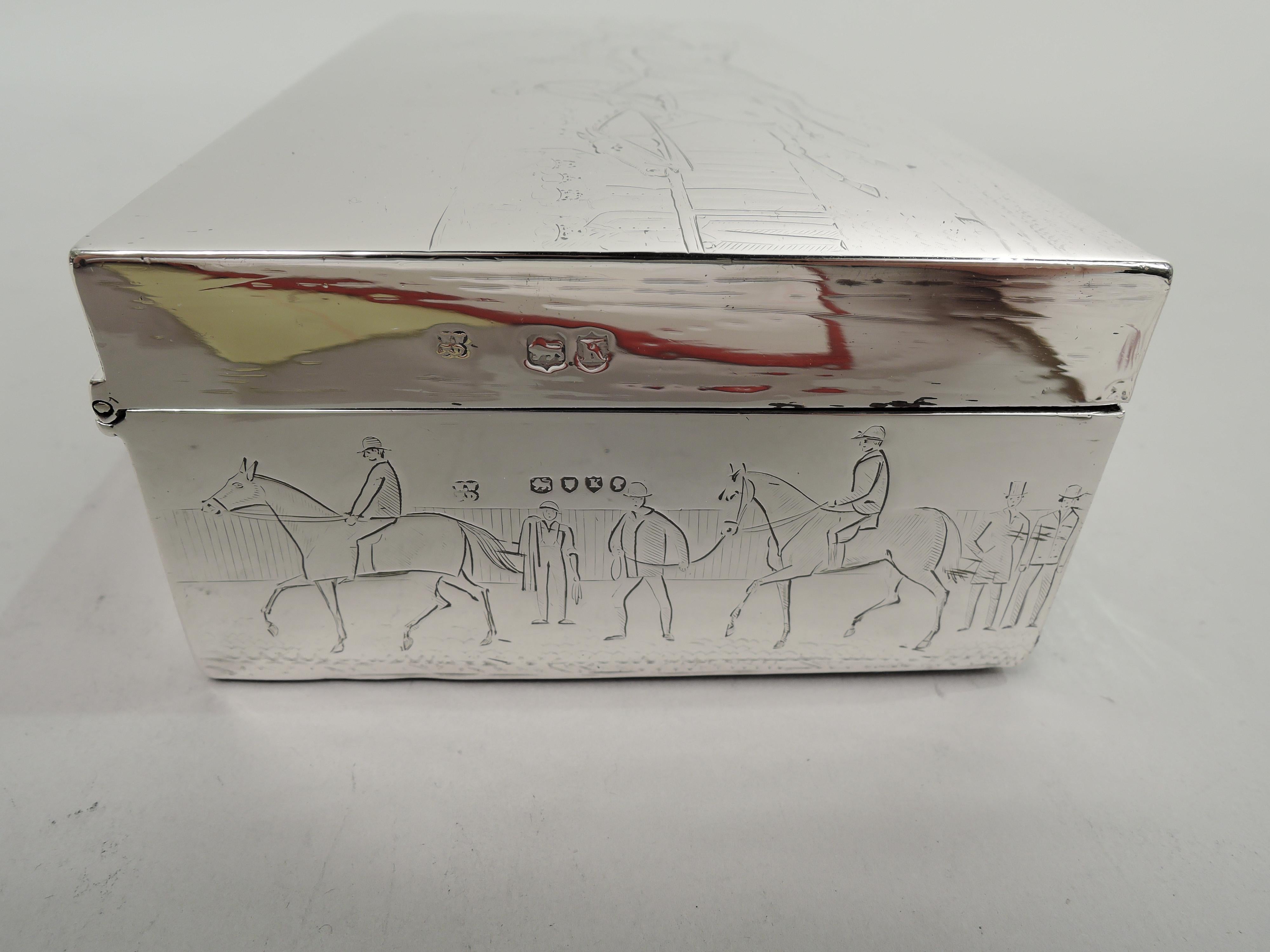Antique English Victorian Sterling Silver Horse Race Box 4