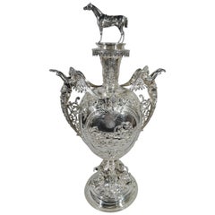 Antique English Victorian Sterling Silver Horse Trophy Cup