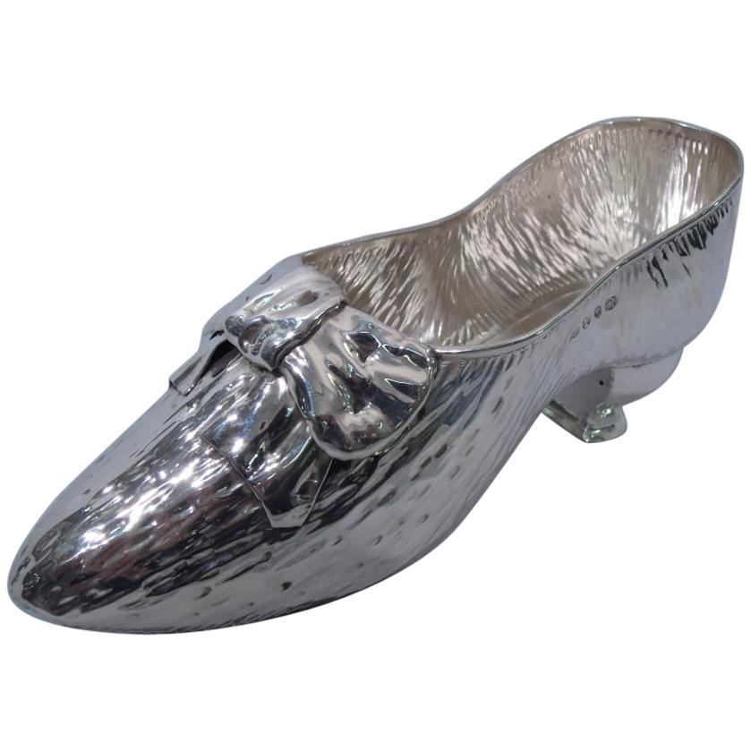 Antique English Victorian Sterling Silver Ladies Satin Shoe