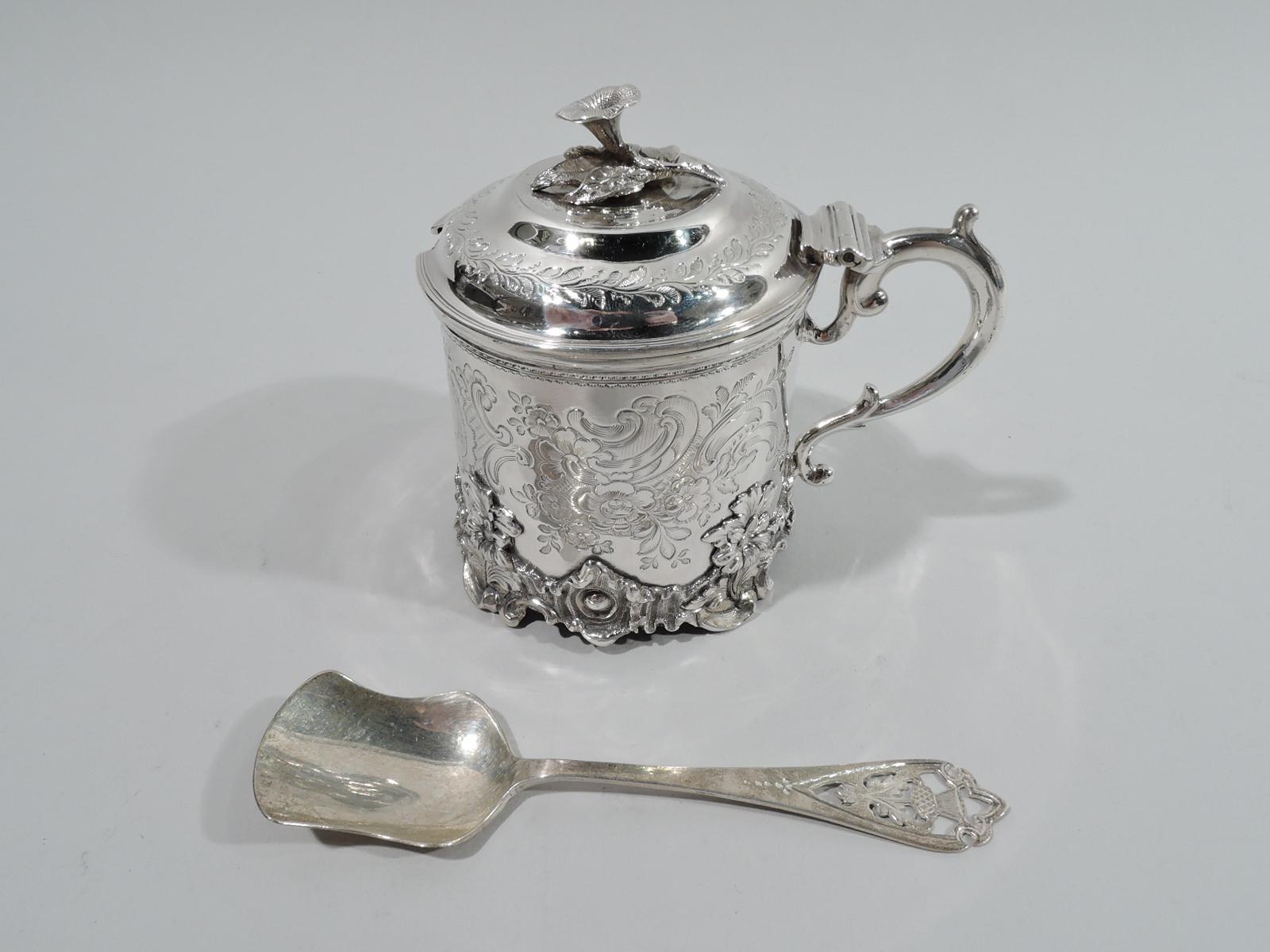 Mid-19th Century Antique English Victorian Sterling Silver Mustard Pot