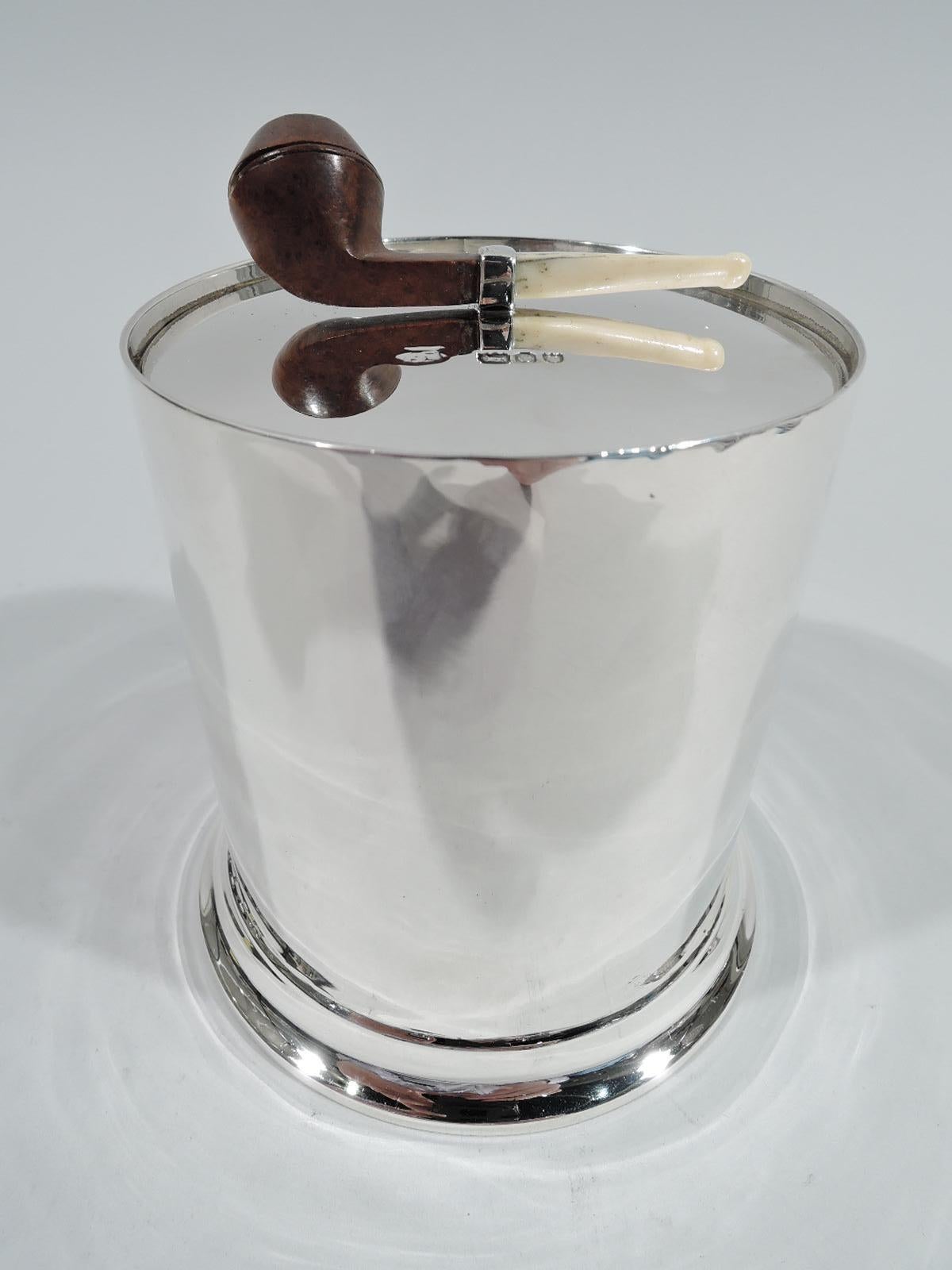 Antique English Victorian Sterling Silver Pipe Tobacco Box In Excellent Condition In New York, NY