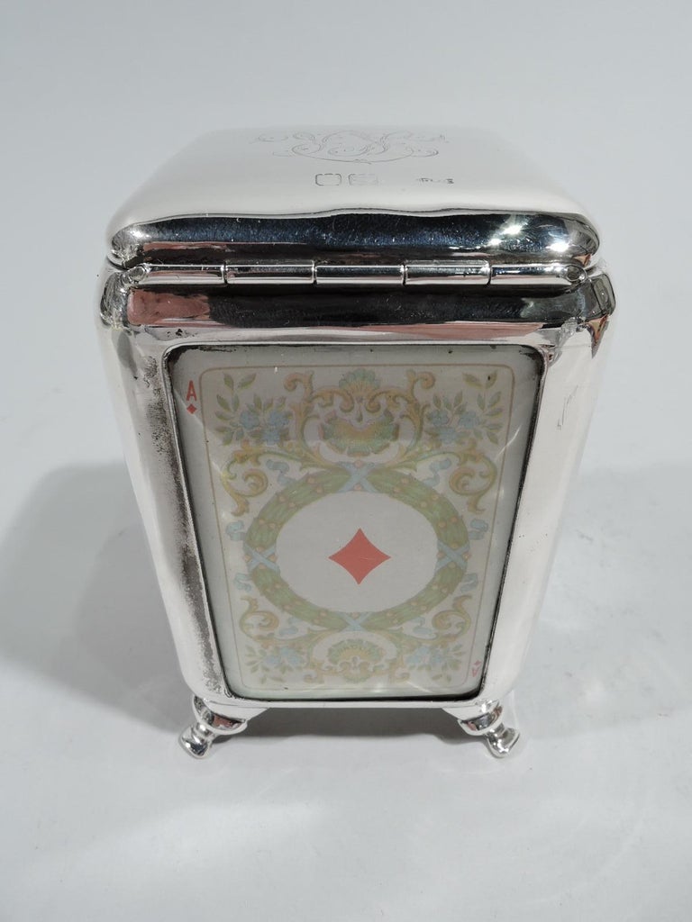 Late 19th Century Antique English Victorian Sterling Silver Playing Cards Box For Sale
