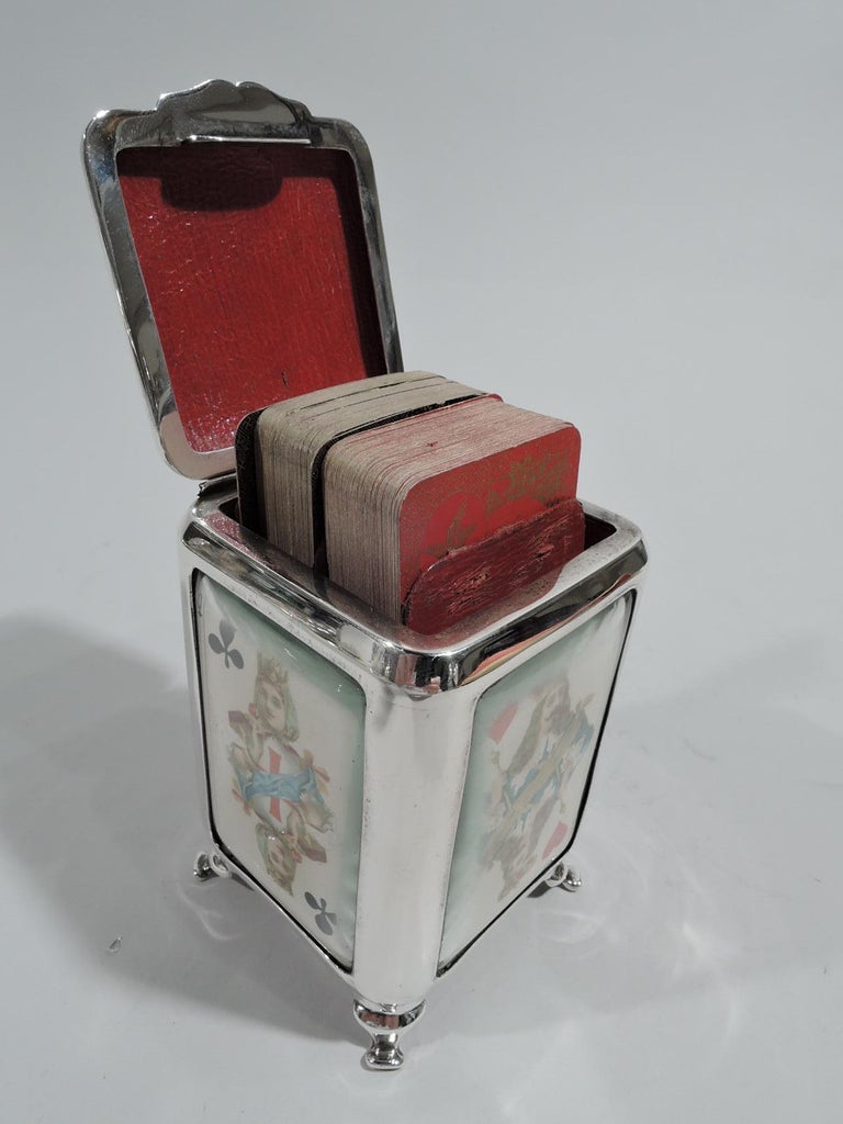 Antique English Victorian Sterling Silver Playing Cards Box For Sale 2