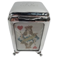 Antique English Victorian Sterling Silver Playing Cards Box