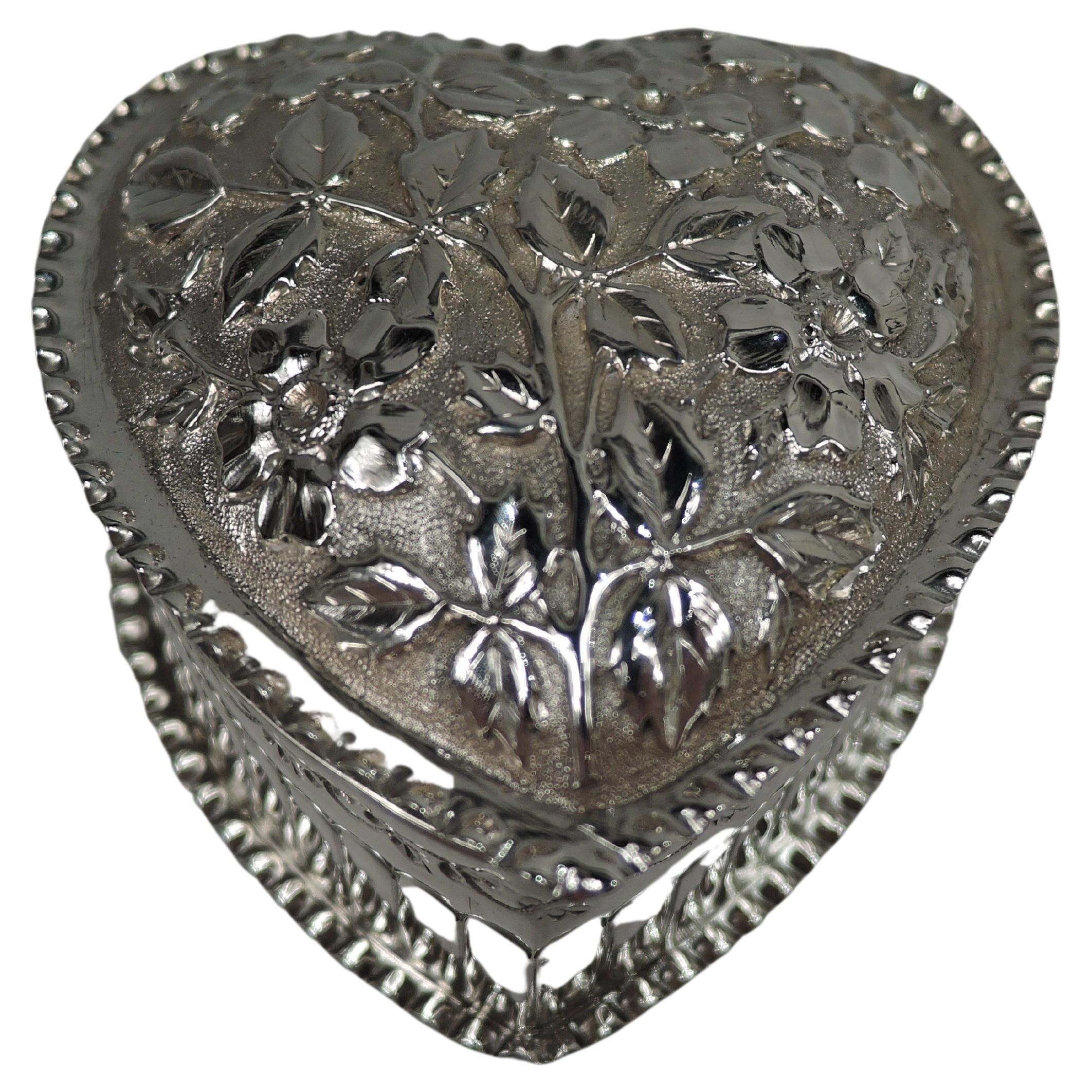 Vintage Silver Tone Metal Small Rectangular Jewelry Trinket 