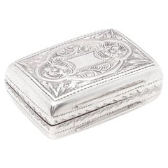 Antike englische viktorianische Vinaigrette aus Sterlingsilber von Edward Smith, 1861