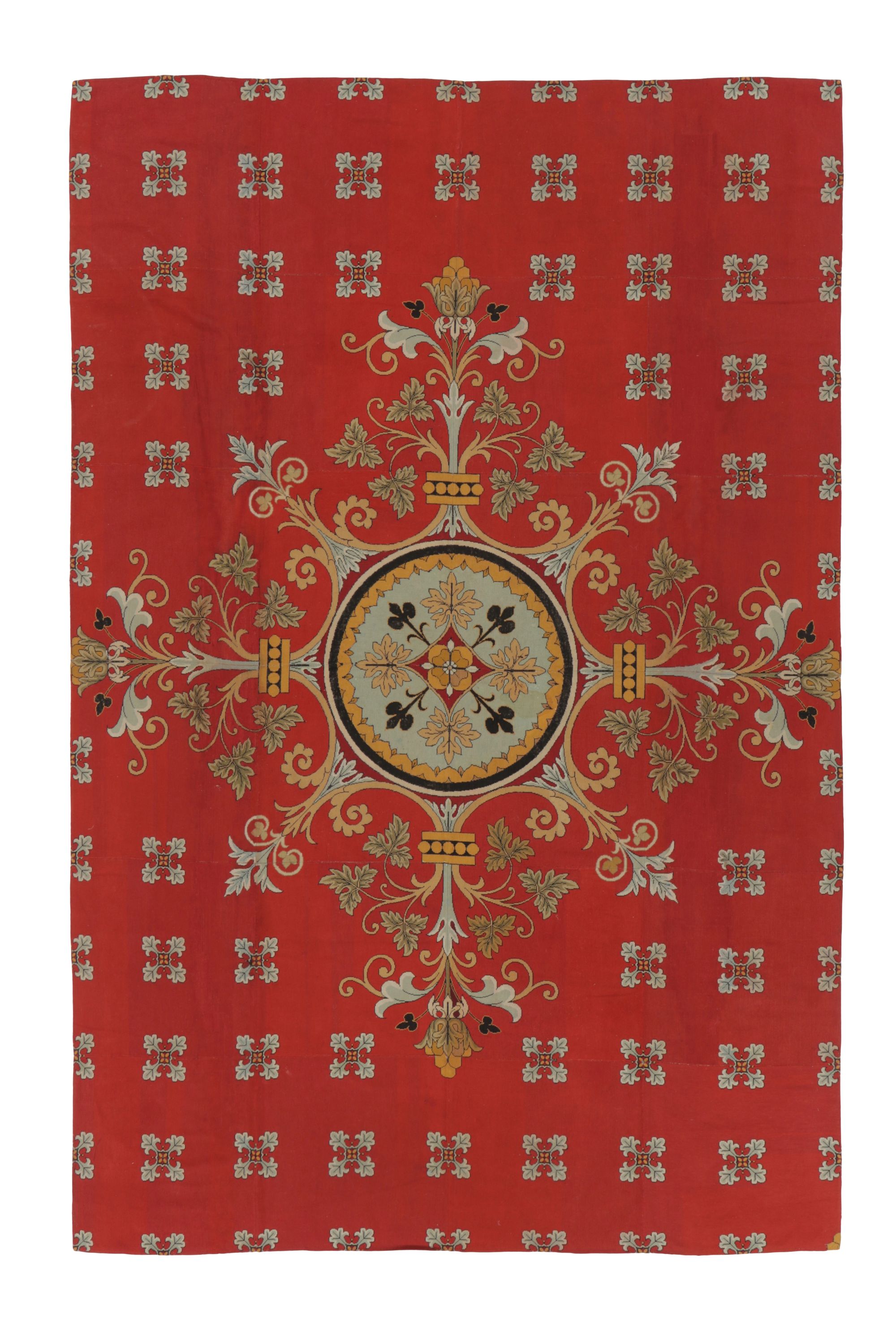 Antique English Victorian Style Needlepoint Rug with Florals - Rug & Kilim