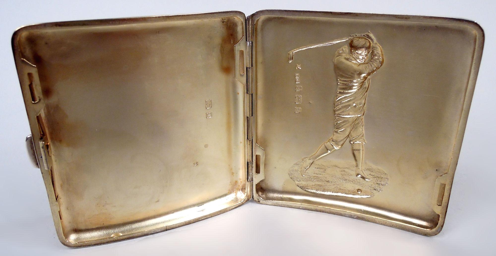 Victorien Ancien étui à cigarettes anglais victorien Swinging Golfer en vente