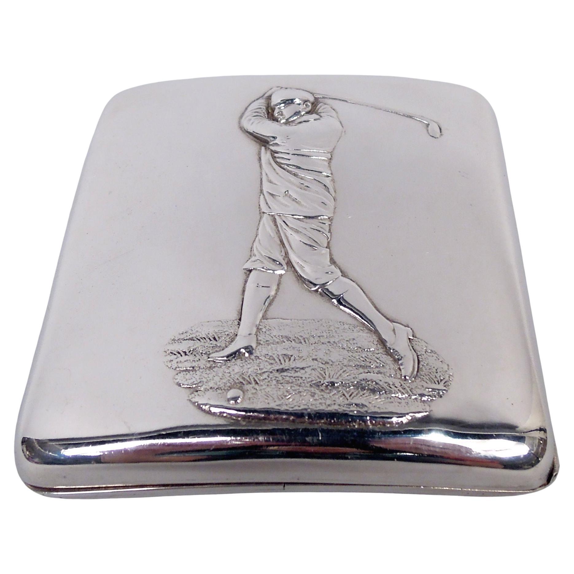 Antico portasigarette inglese vittoriano Swinging Golfer