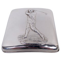Antike englische viktorianische schwingende Golfer Zigarettenetui Antike englische viktorianische schwingende Golfer Zigarettenetui