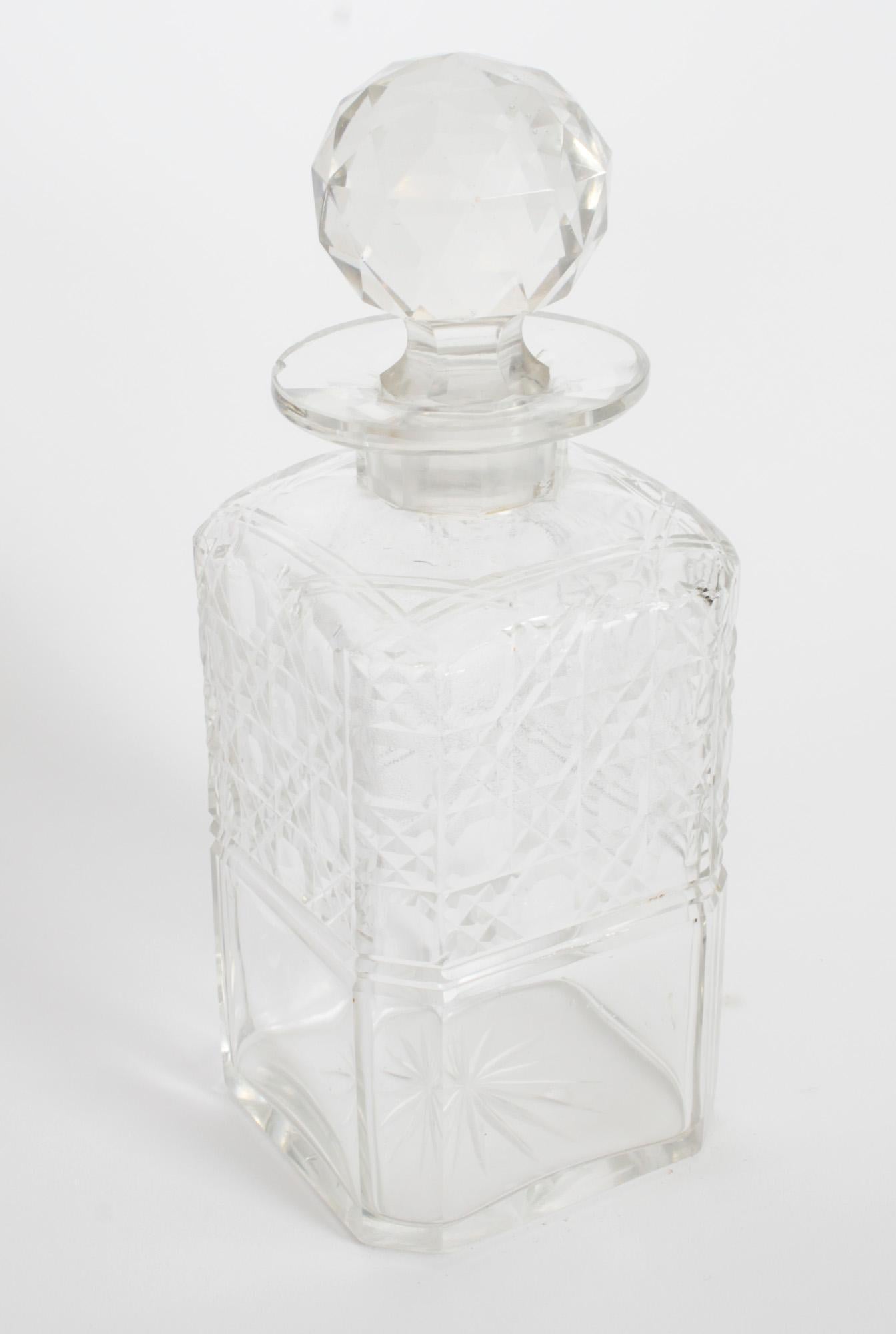 Antique English Victorian Three Crystal Bottle Tantalus, 19th Century 13