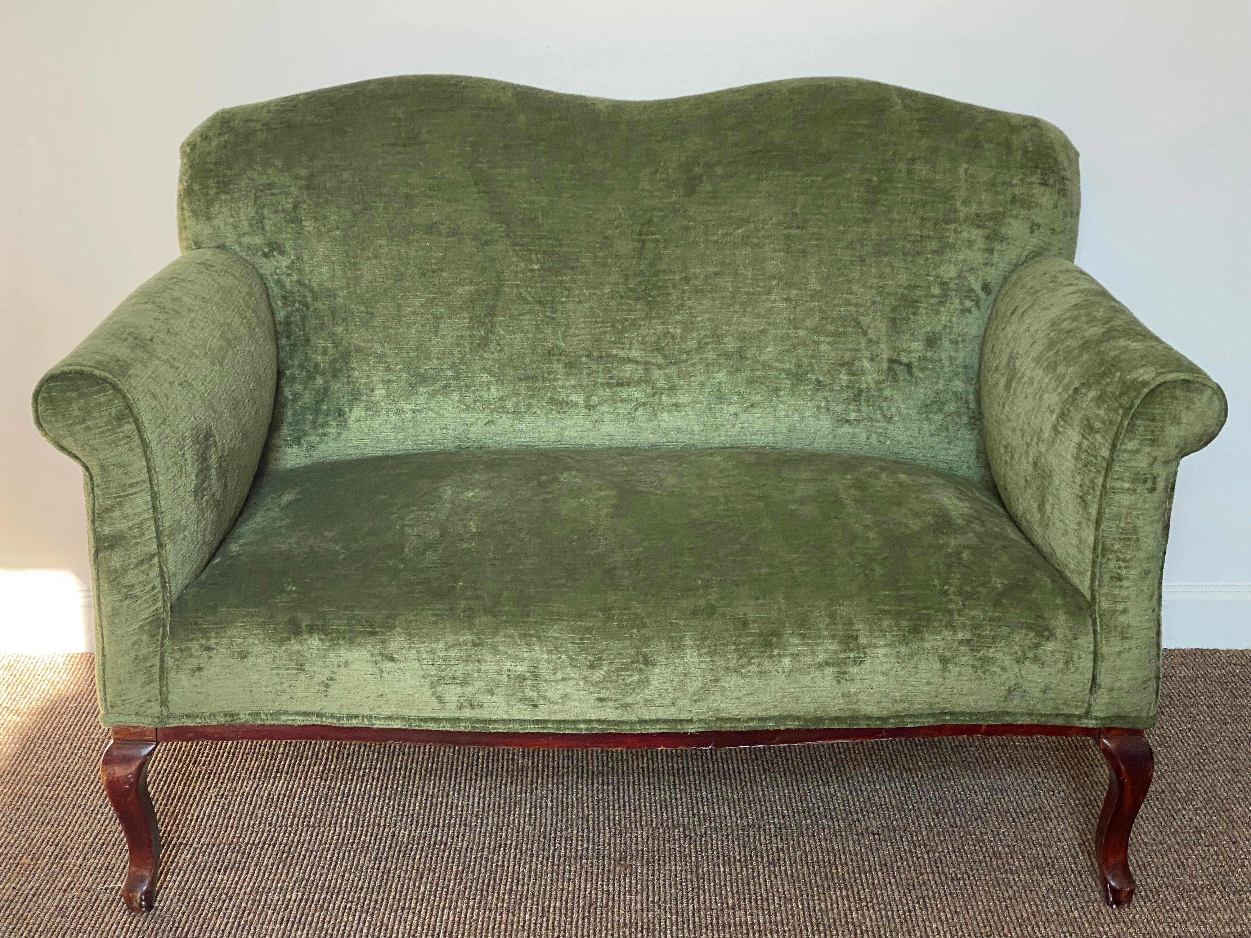 Anodized Antique English Victorian Two-Seater, New Upholstered