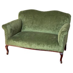 Antique English Victorian Two-Seater, New Upholstered