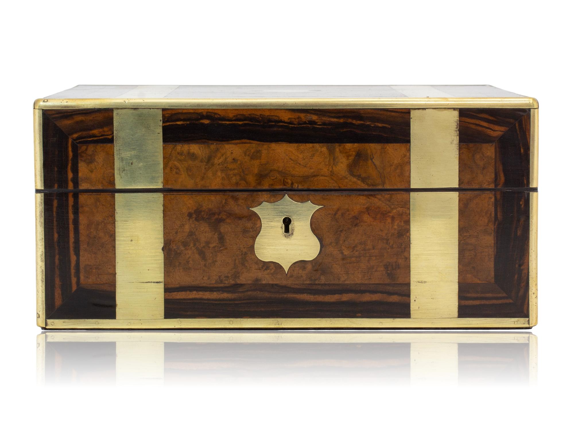 Antique English Victorian Walnut and Coromandel Jewelery Box For Sale 1