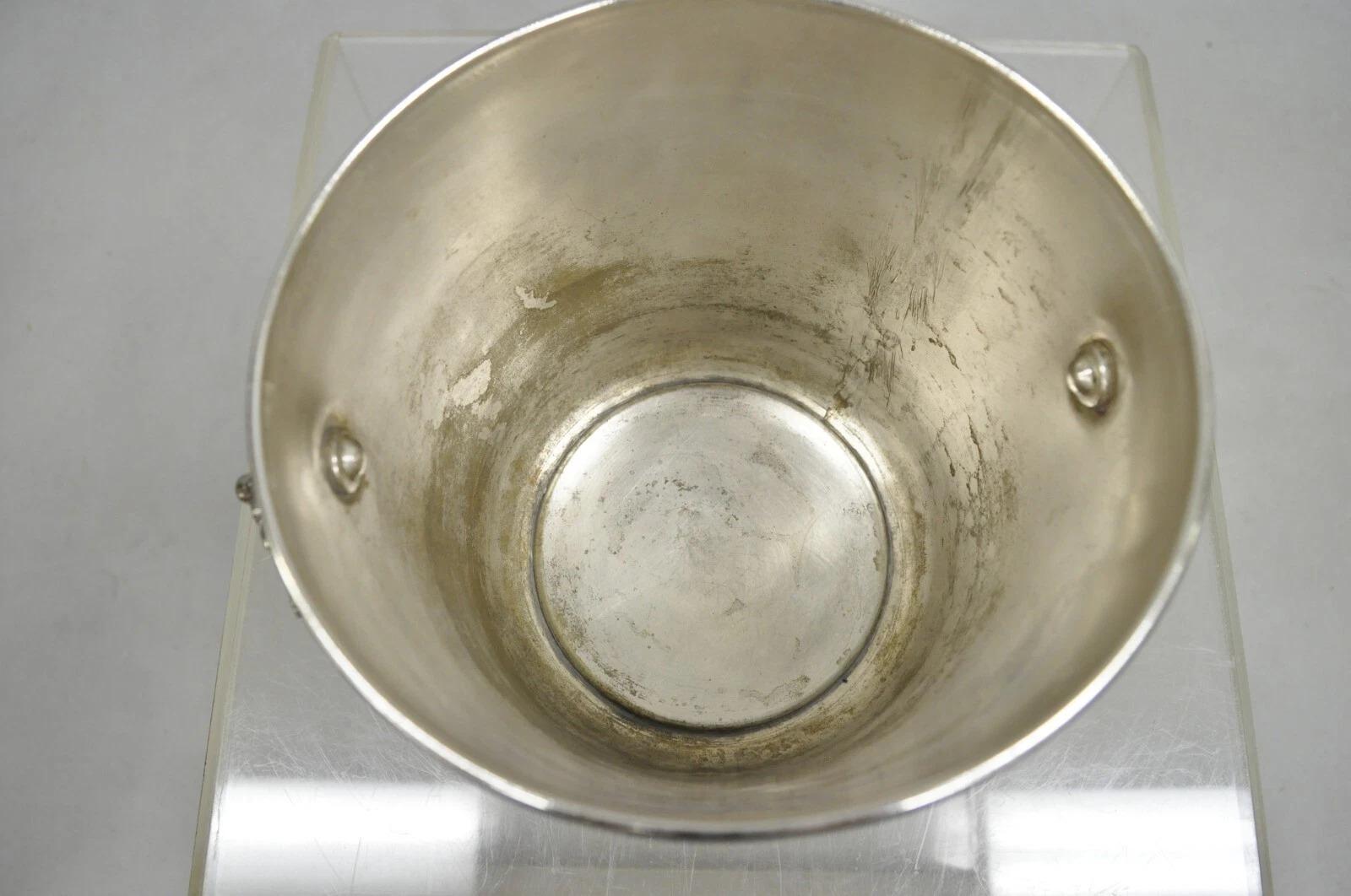 Antique English Victorian Wolf Handle Silver Plated Champagne Chiller Ice Bucket For Sale 5