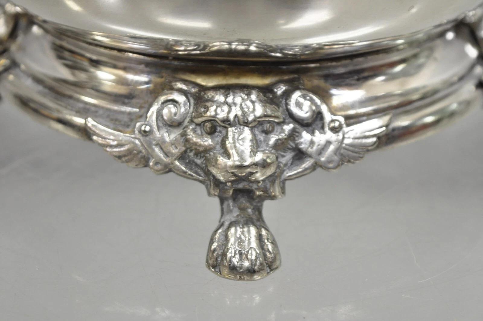 Antique English Victorian Wolf Handle Silver Plated Champagne Chiller Ice Bucket For Sale 6