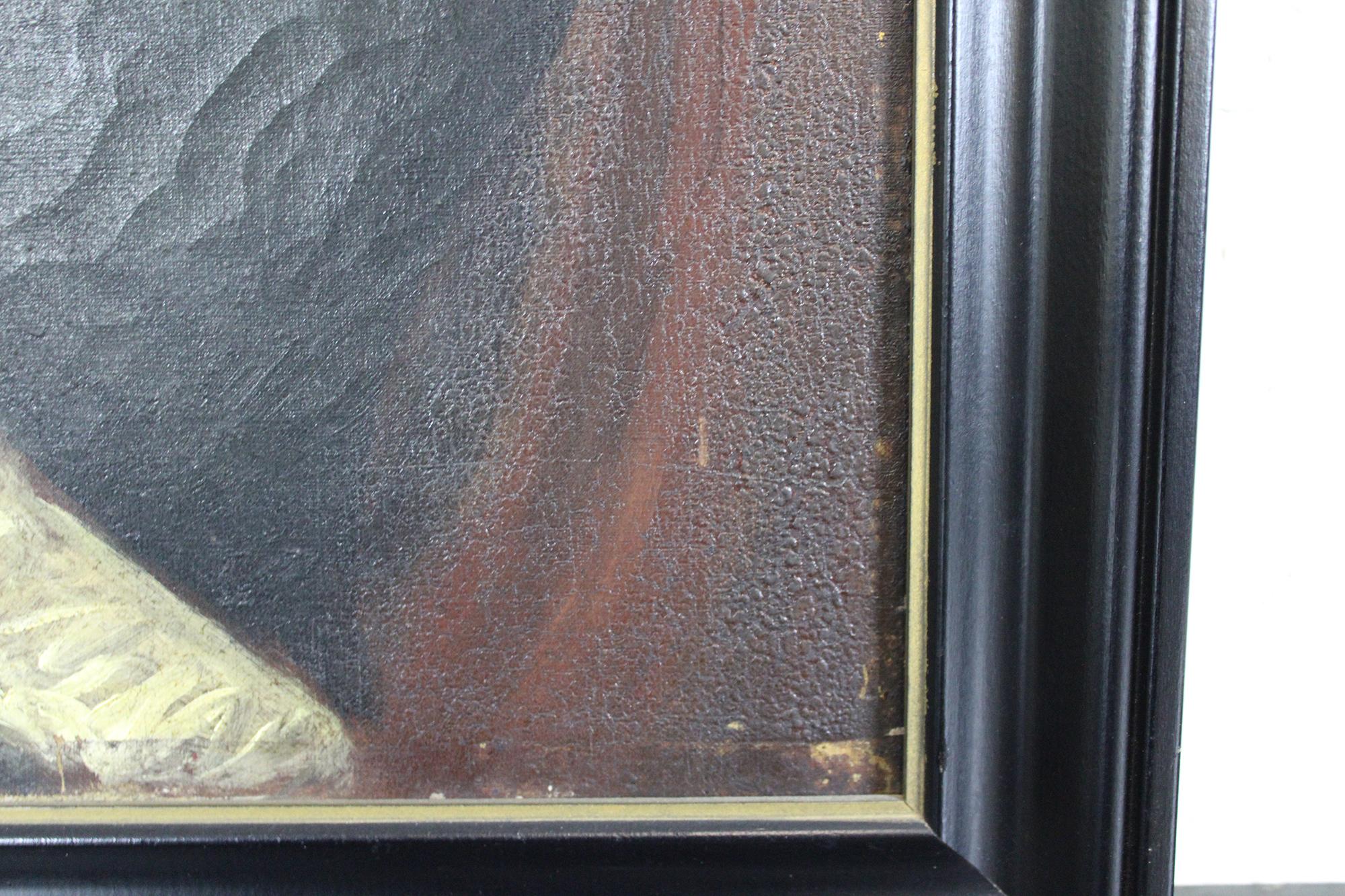 Peinture à l'huile ancienne de portrait de femme victorienne anglaise Henry James Barrett en vente 2