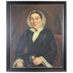 Vintage English Victorian Woman Portrait Oil Painting Henry James Barrett