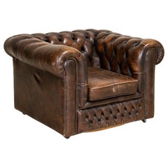 English Vintage Leather Chesterfield Club Chair