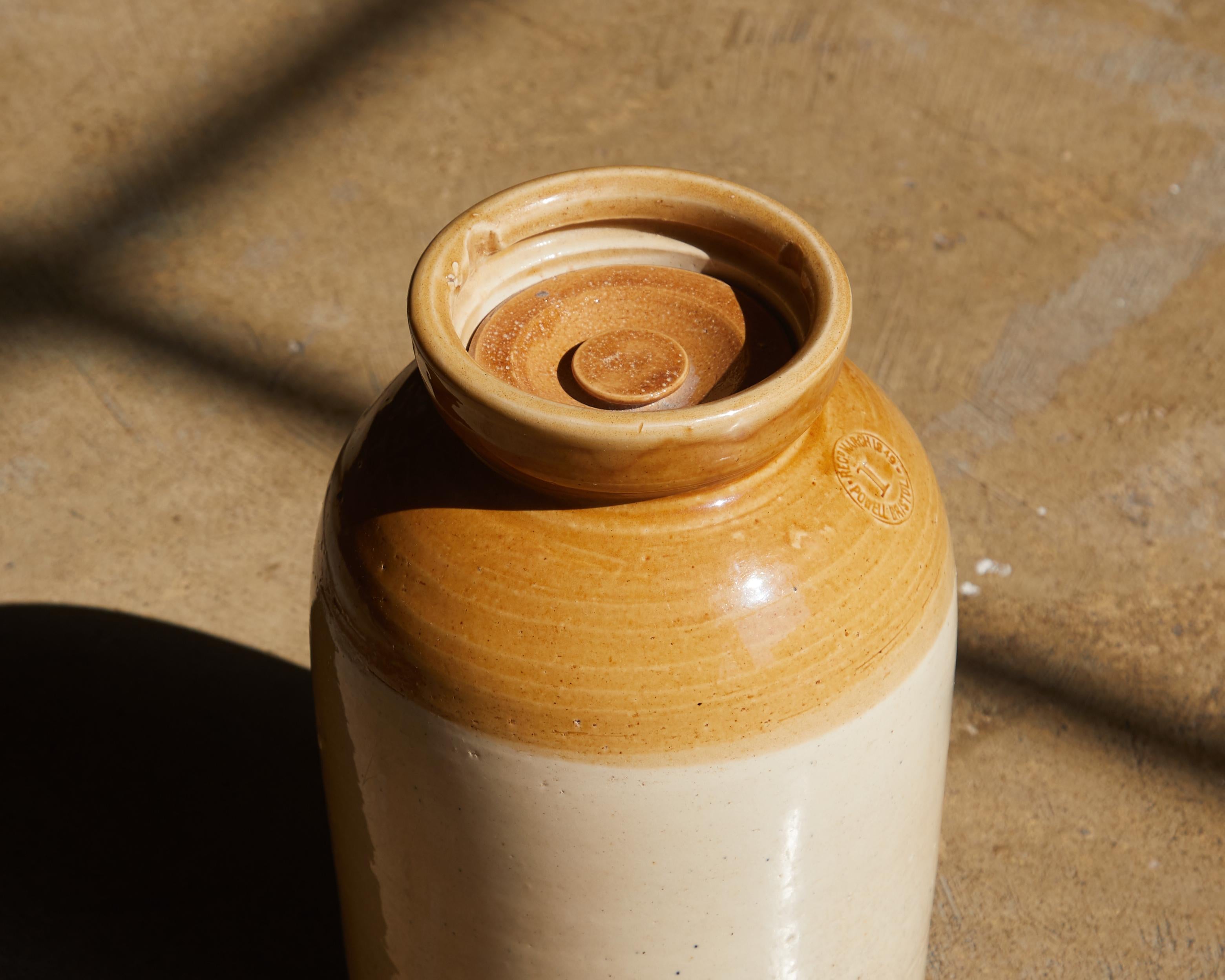 19th Century Antique English Vitrified Stoneware Jar, 1849 For Sale
