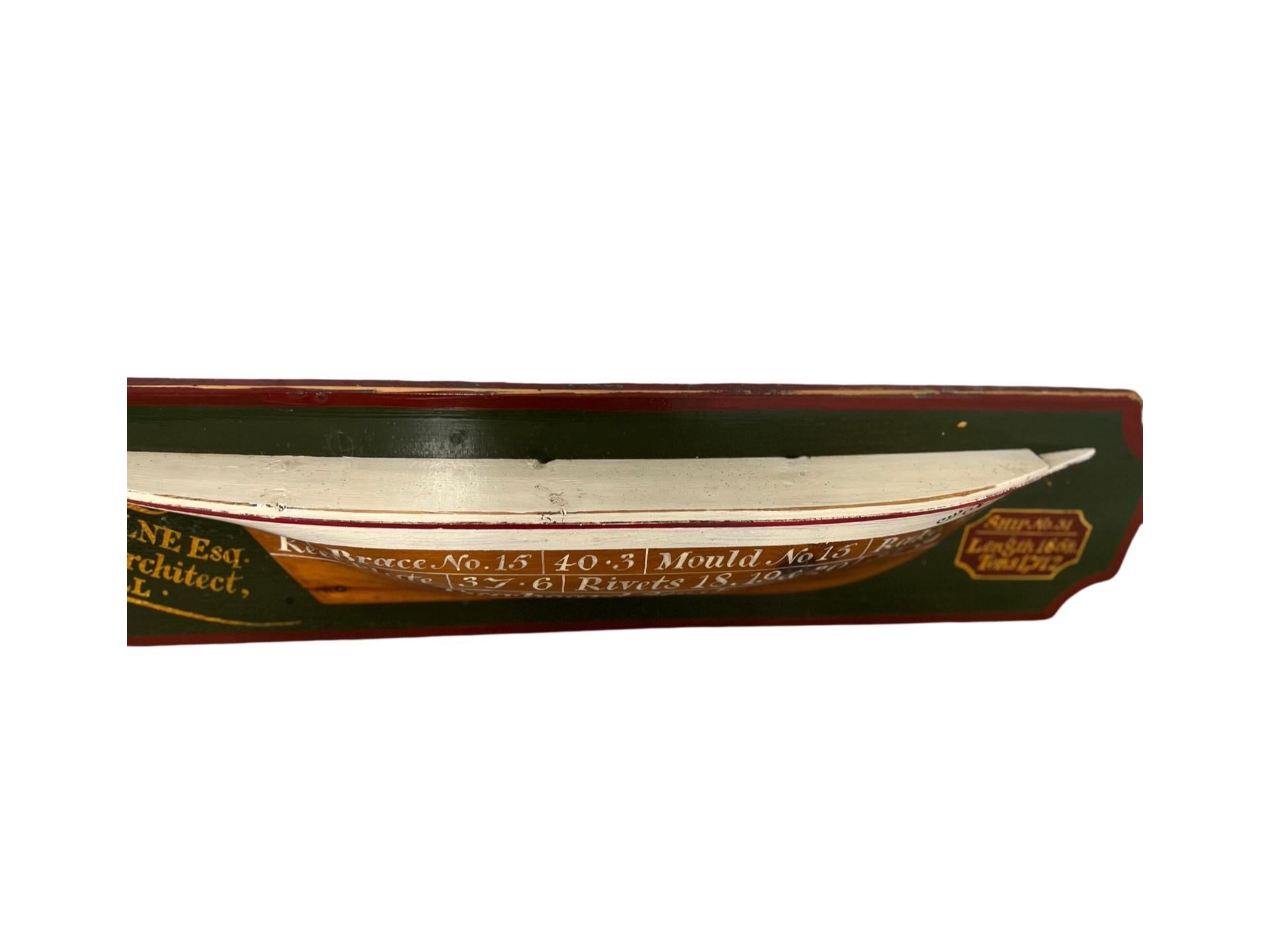 Antique English W. F. Milne Esq Detailed Half Hull Ship Model Hull England For Sale 5