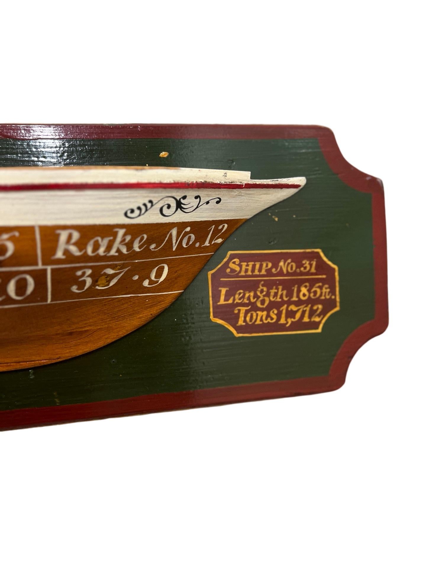 Antique English W. F. Milne Esq Detailed Half Hull Ship Model Hull England For Sale 1