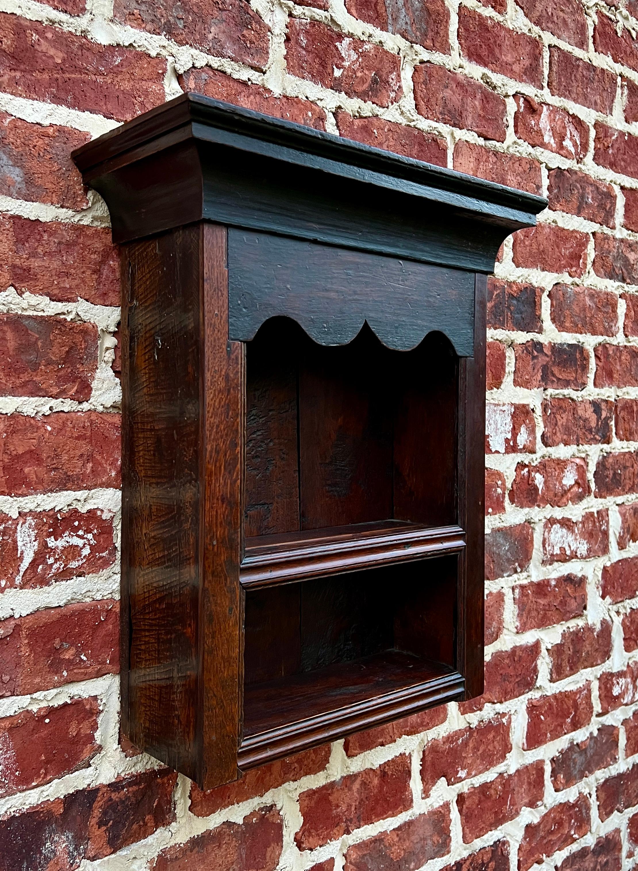 Jacobean Antique English Wall Shelf Hanging Wall Decor Small Bookcase Carved Oak 18th C