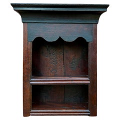 Antique English Wall Shelf Hanging Wall Decor Small Bookcase Carved Oak 18th C