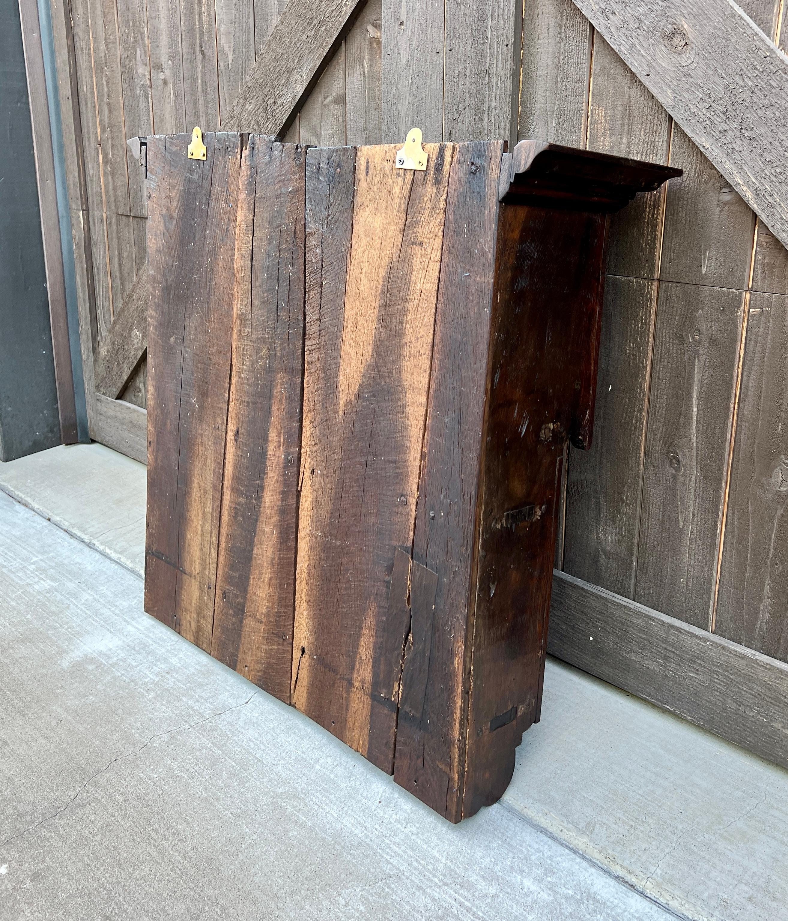 Antique English Wall Shelf Plate Rack Hanging Bookcase Cabinet Oak Mid 19th C 9