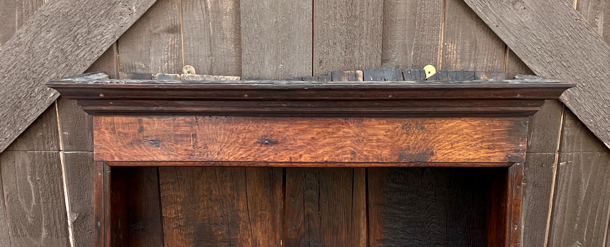 19th Century Antique English Wall Shelf Plate Rack Hanging Bookcase Cabinet Oak Mid 19th C