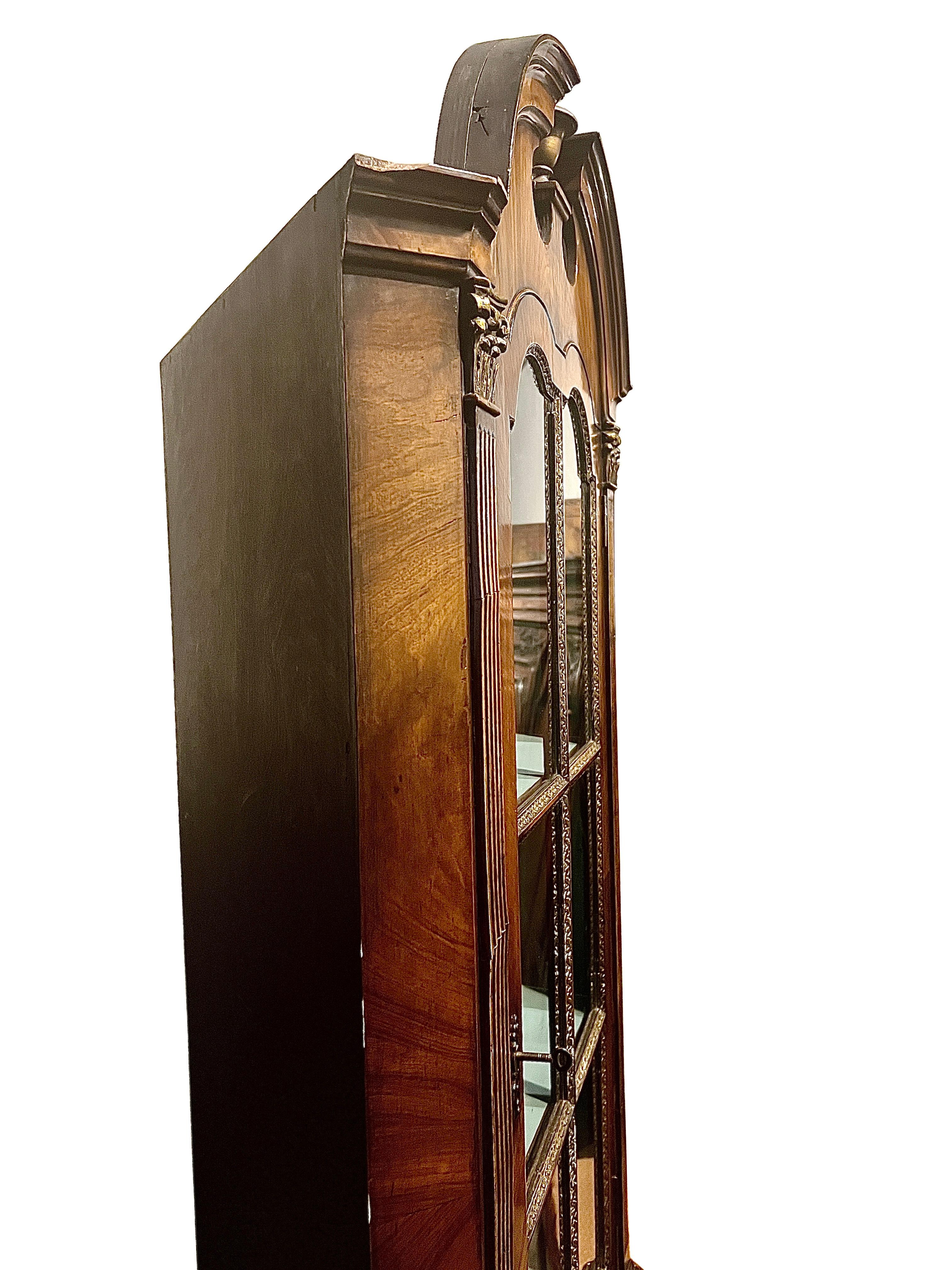 Antique English Walnut and Glass Front Corner Cabinet, Circa 1890-1910. For Sale 1