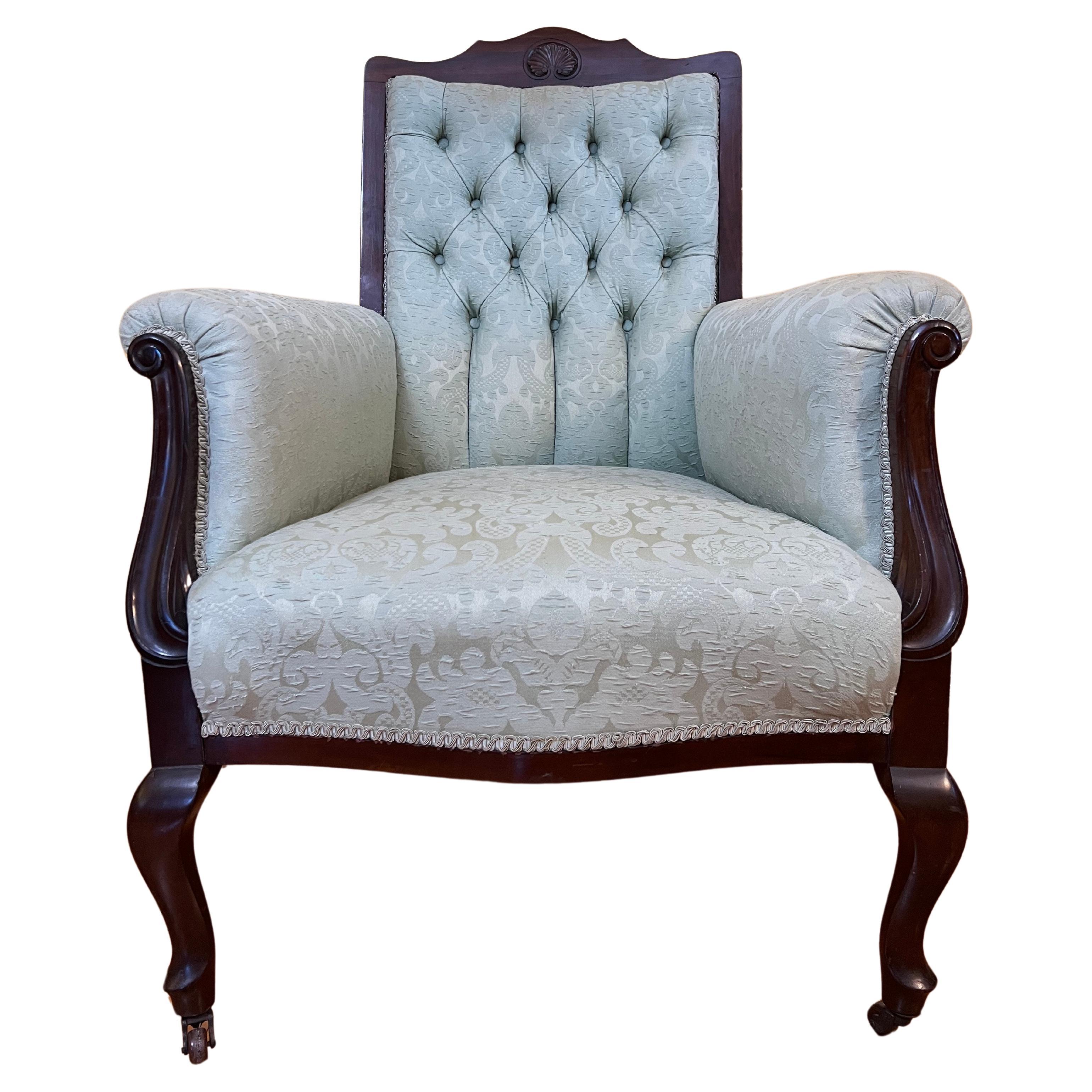 Antique English Walnut Armchair For Sale