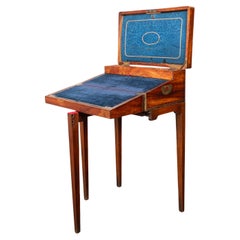 Antike englische Gateleg-Schreibtischschachtel aus Nussbaum und Messing für militärische Kampagne 1850