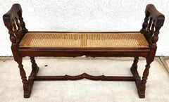 Antica panca inglese in noce e canna per finestre