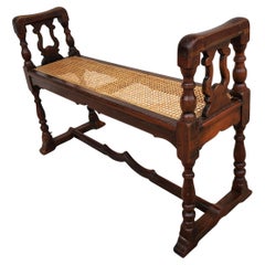 Antique English Walnut 
Cane Window Bench