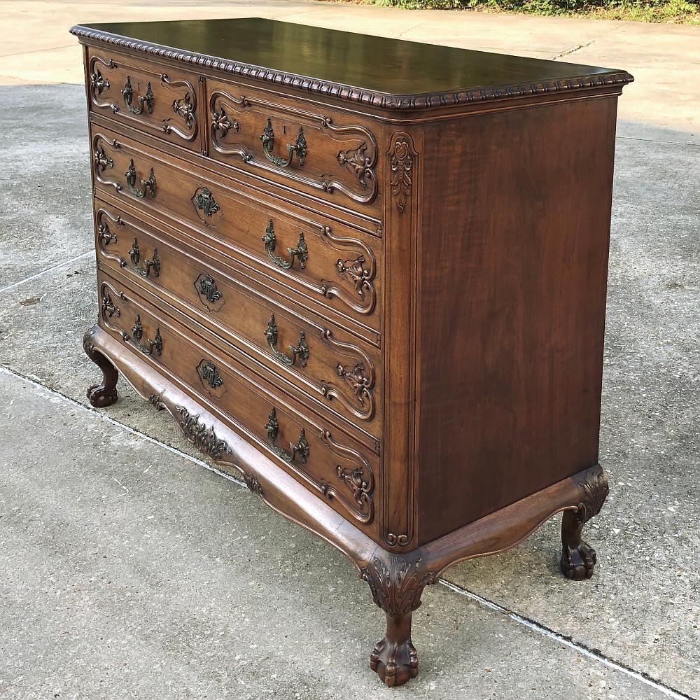 Hand-Crafted Antique English Walnut Chippendale Commode