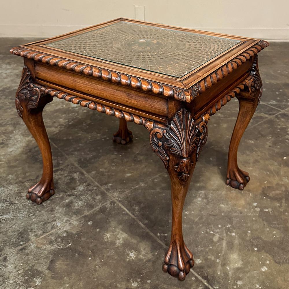 Antique English Walnut Chippendale End Table For Sale 1