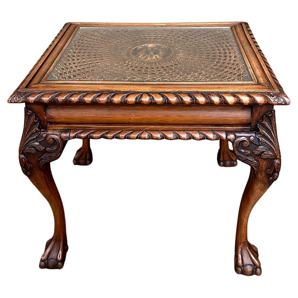 Antique English Walnut Chippendale End Table For Sale