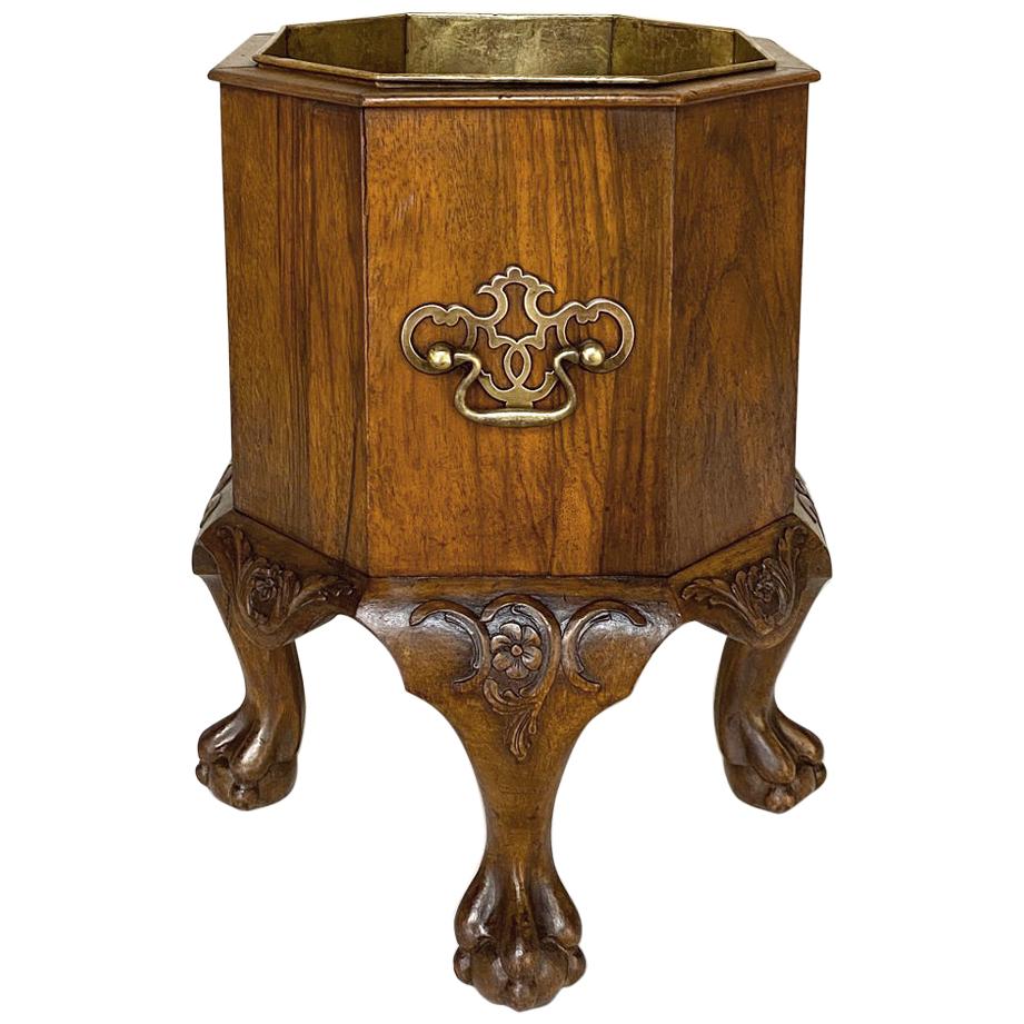 Antique English Walnut Chippendale Tea Warmer ~ Jardinière For Sale