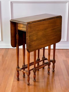 Antique English Walnut Drop-Leaf Occasional Table, Rectangular, 1920s