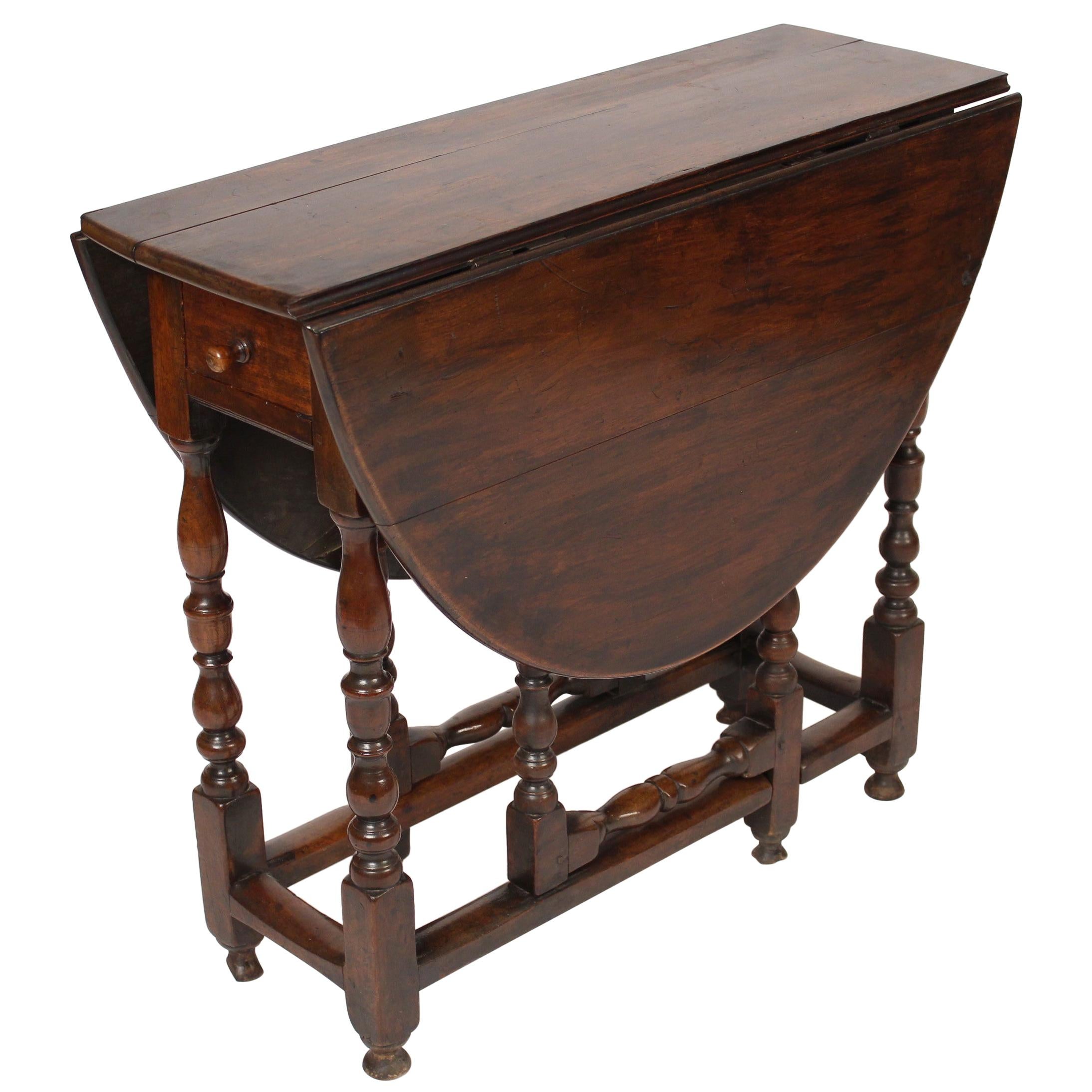 Antique English Walnut Gate Leg Table