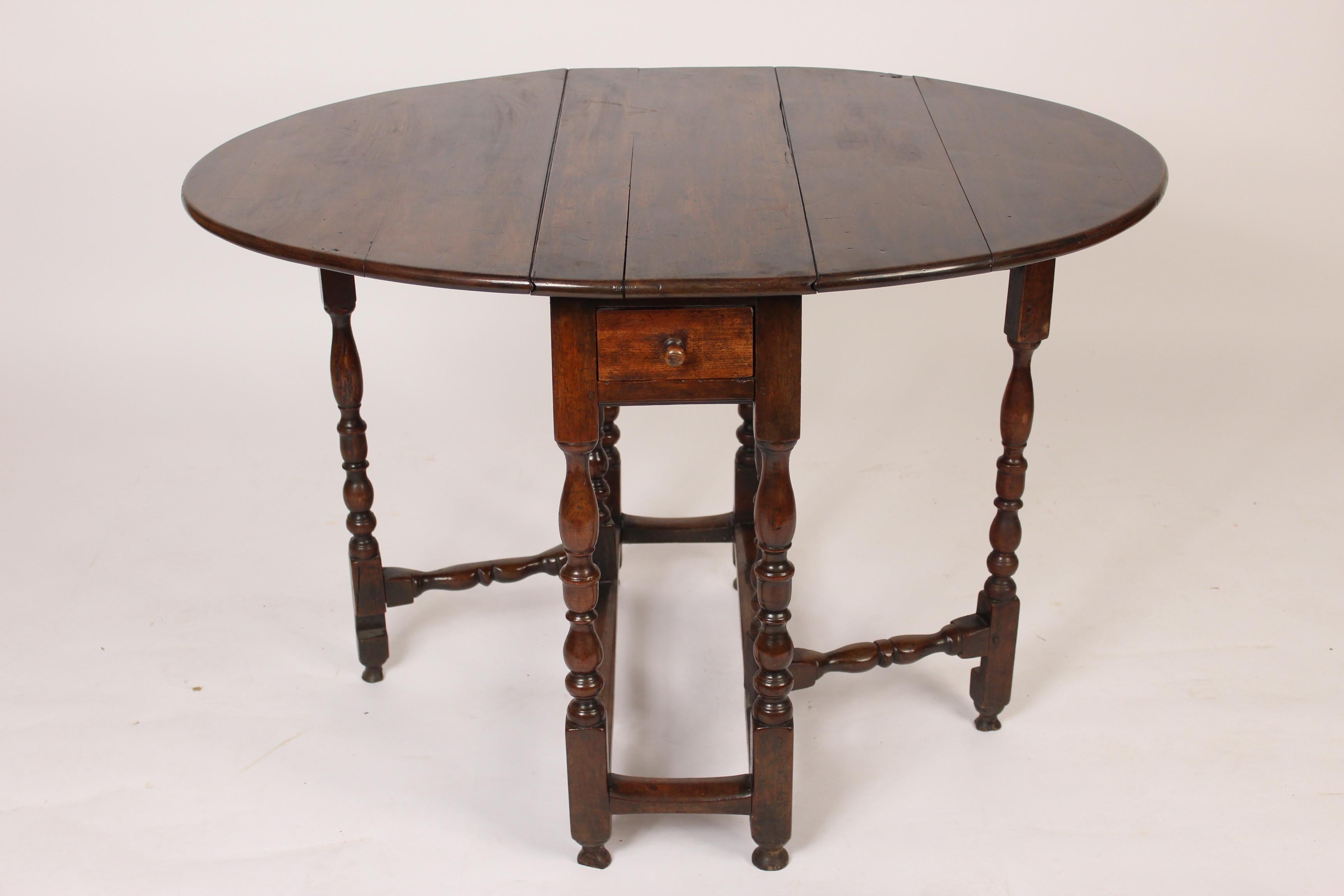Country Antique English Walnut Gate Leg Table