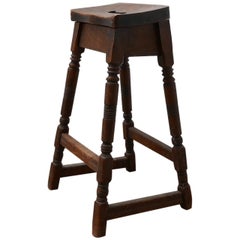 Antique English Walnut Jeweller's Workstation Stool