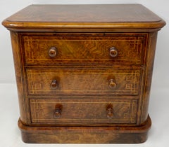 Antique English Walnut Miniature Chest or Jewel Box, Circa 1890's.