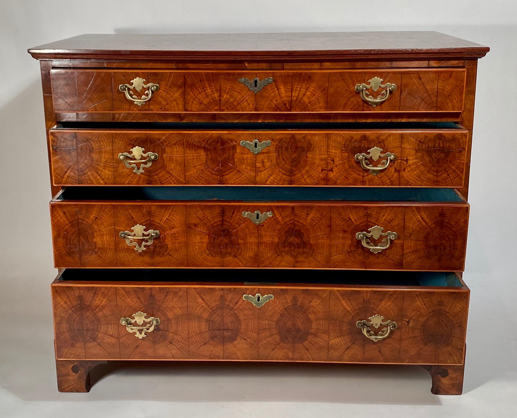Antique English Walnut Oyster Veneer Chest, circa 1890 In Good Condition In New Orleans, LA