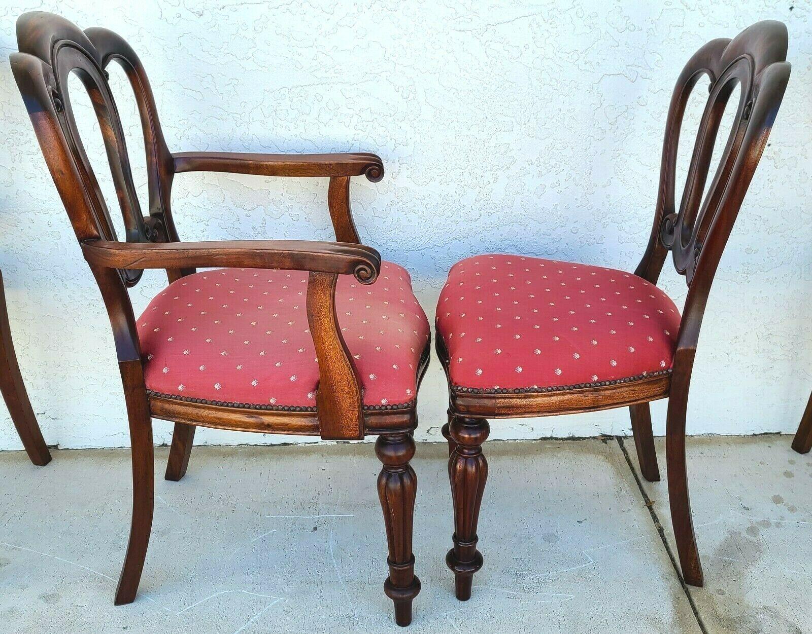 Antique English Walnut Petite Dining Chairs, Set of 4 For Sale 5