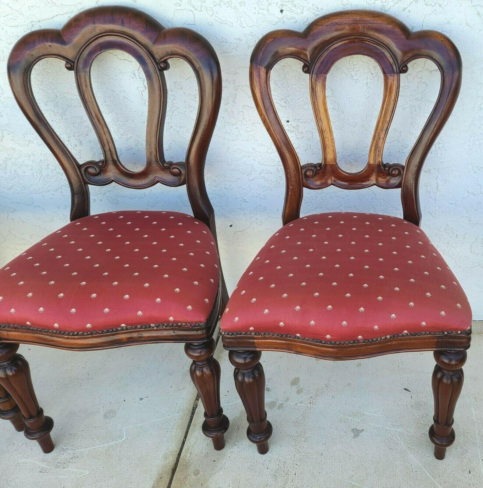 For full item description be sure to click on CONTINUE READING at the bottom of this listing.

Offering one of our recent Palm Beach estate fine furniture acquisitions of a
Set of 4 antique English walnut petite dining chairs
Featuring nailhead trim