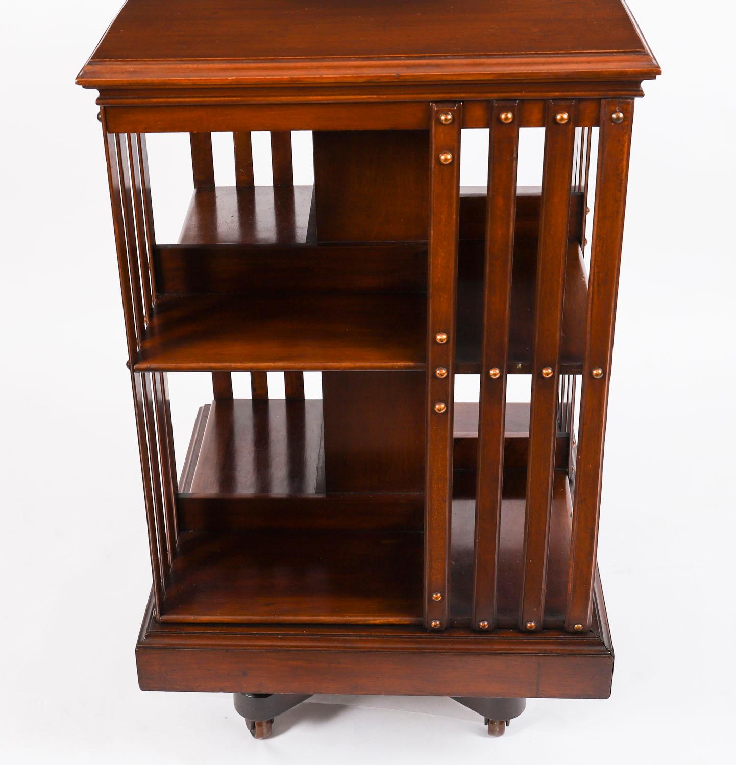 Iron Antique English Walnut Revolving Bookcase 20th Century For Sale